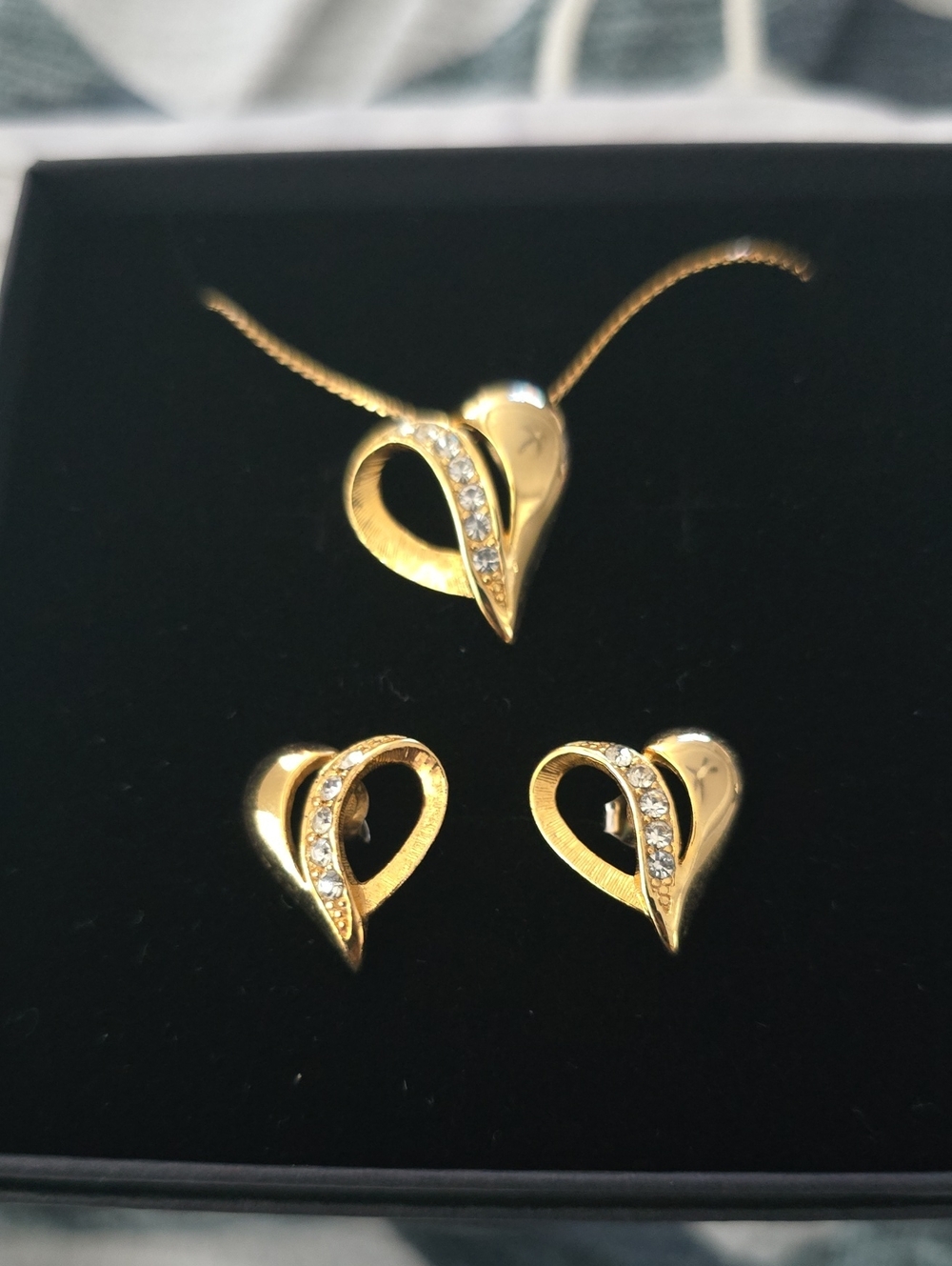 🌸 Vintage Ribbon Heart Jewelry Set - Necklace & Earrings 🌸